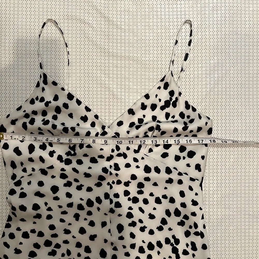 HATCH Midi Dress L Black White Spot Print Spaghetti Strap V-Neck Slit - Picture 4 of 13